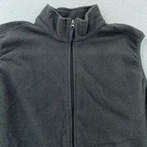 Lands' End Vest Mens XL Gray Aircore-200 Fleece Full Zip Pockets Stand Collar